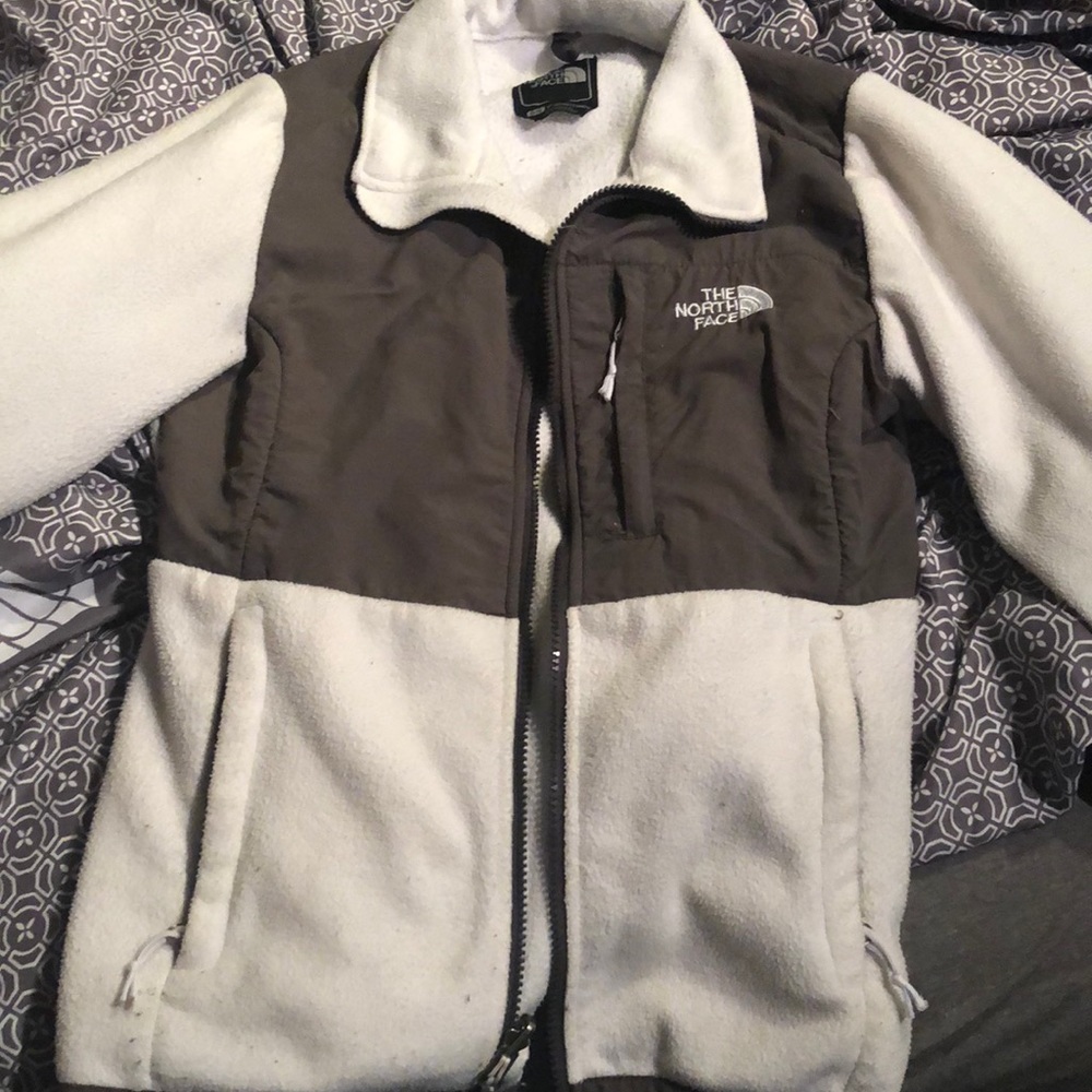 White and gray north face