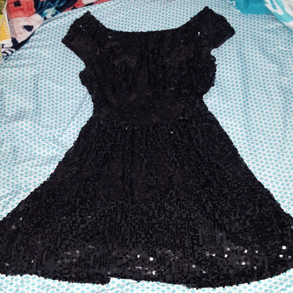 Black Sequin Cocktail/ Christmas Party Dress