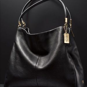 Real Coach Leather Handbag- Medium size black tote