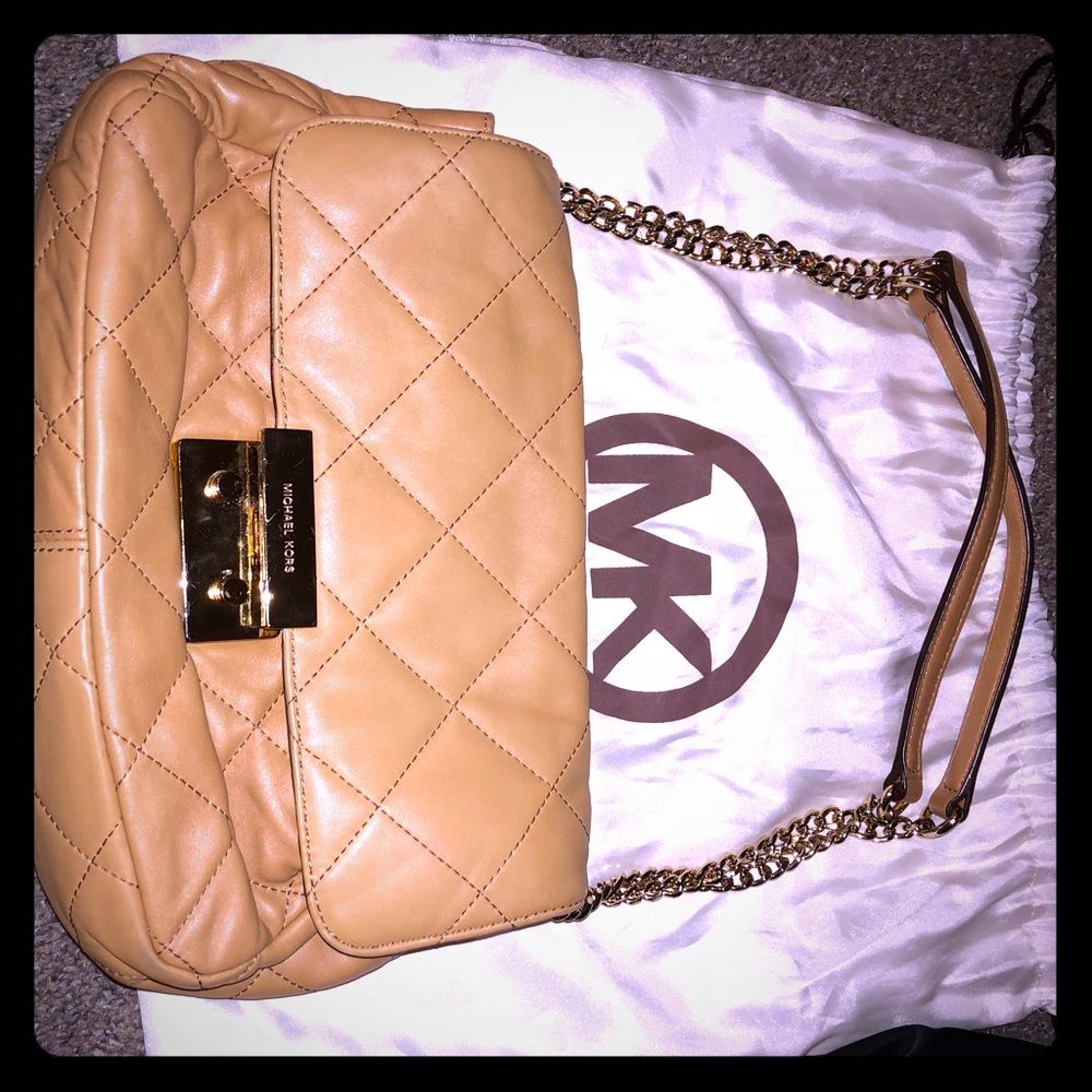 Michael kors large quilted leather shoulder bag