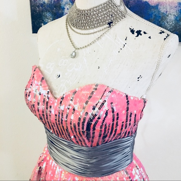 Sequin Ombré Tulle Prom Dress - Picture 3 of 8