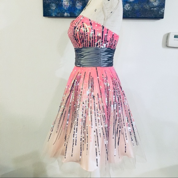 Sequin Ombré Tulle Prom Dress - Picture 4 of 8