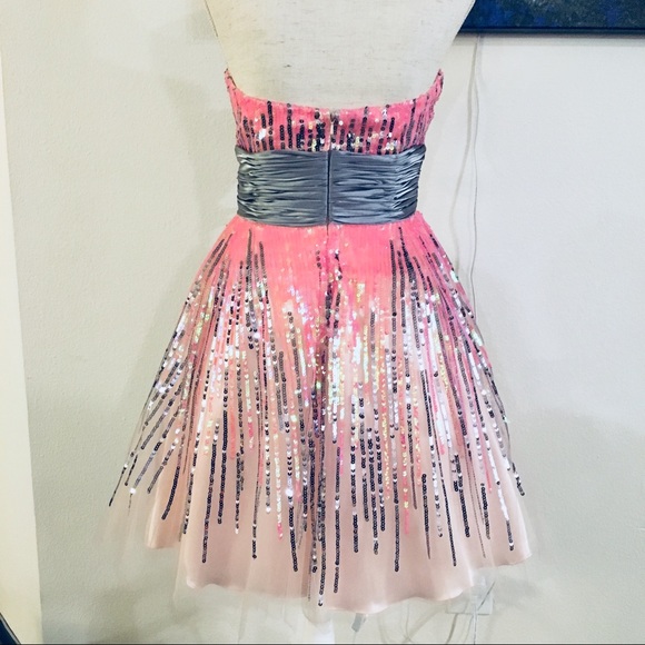 Sequin Ombré Tulle Prom Dress - Picture 5 of 8