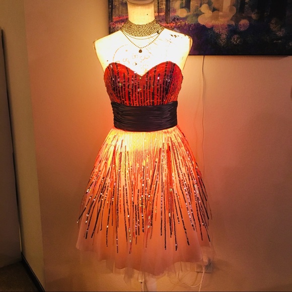 Sequin Ombré Tulle Prom Dress - Picture 2 of 8