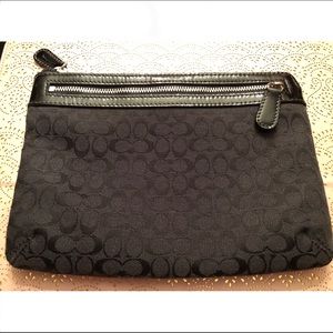 Coach Black Canvas & Patent Leather Makeup Clutch