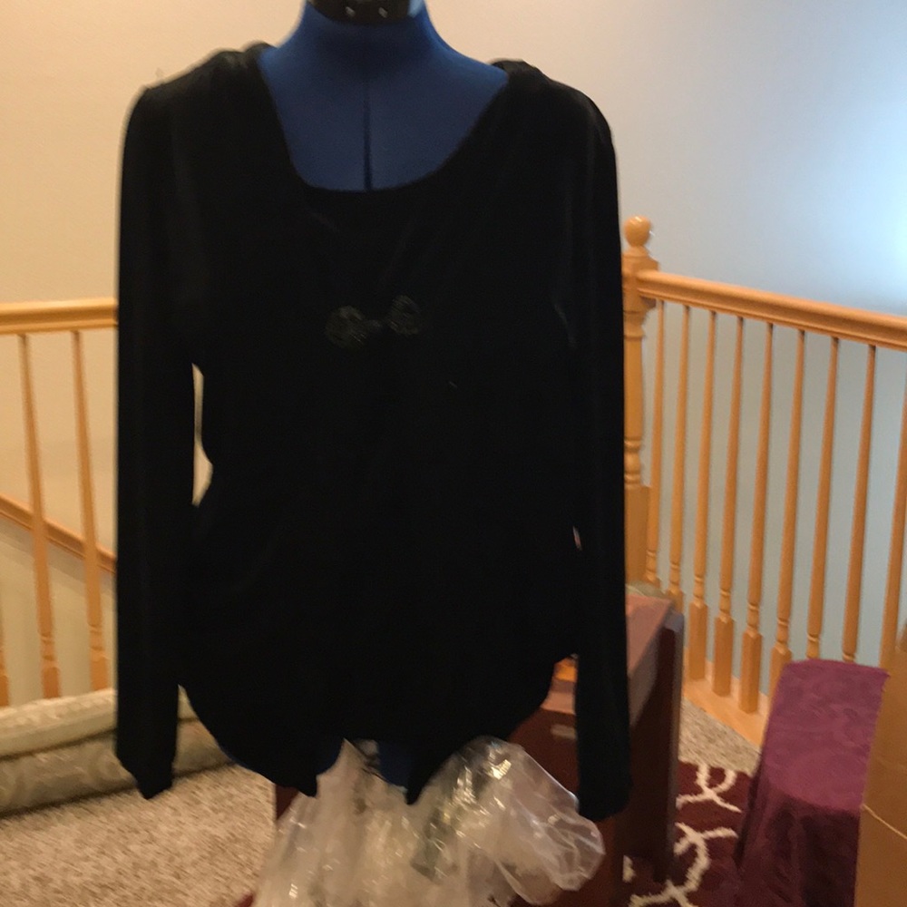 Black velvet dress top with attached jacket