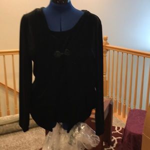 Black velvet dress top with attached jacket
