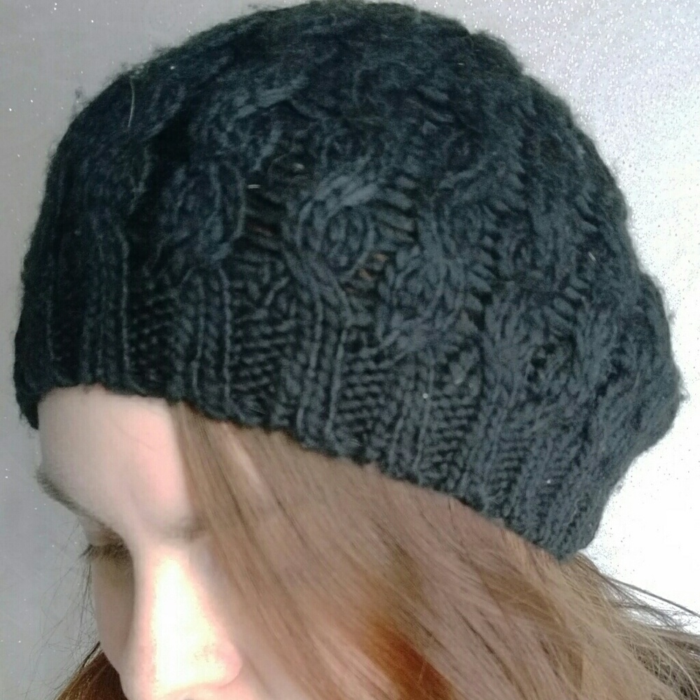 Black crocheted beret