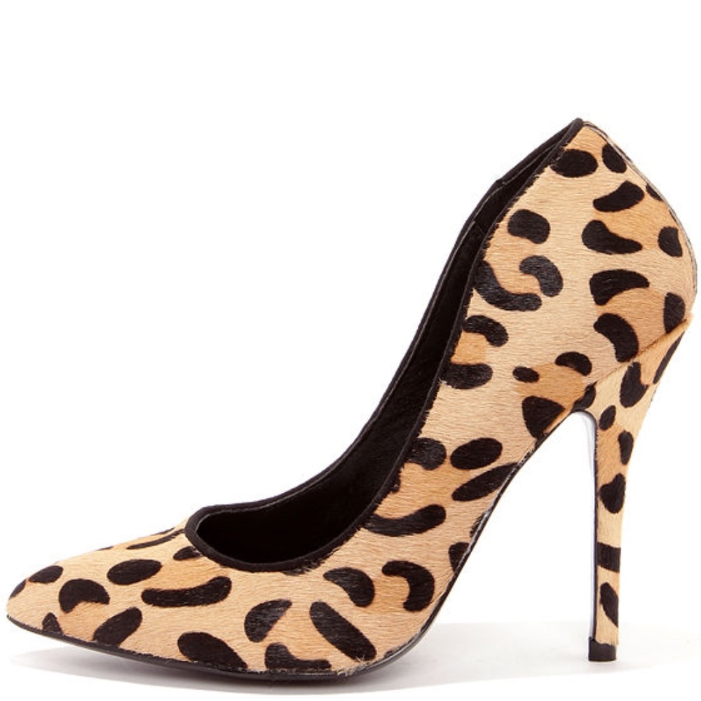 Steve Madden LEOPARD PONY HAIR POINTED PUMPS