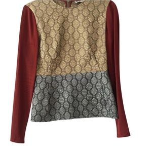 Silk Long Sleeve Top With Zipper Details