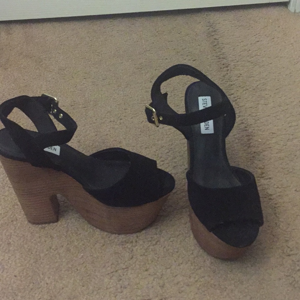 Black suede Steve Madden wedge heel