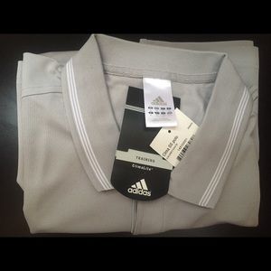 Men's gray Adidas polo.