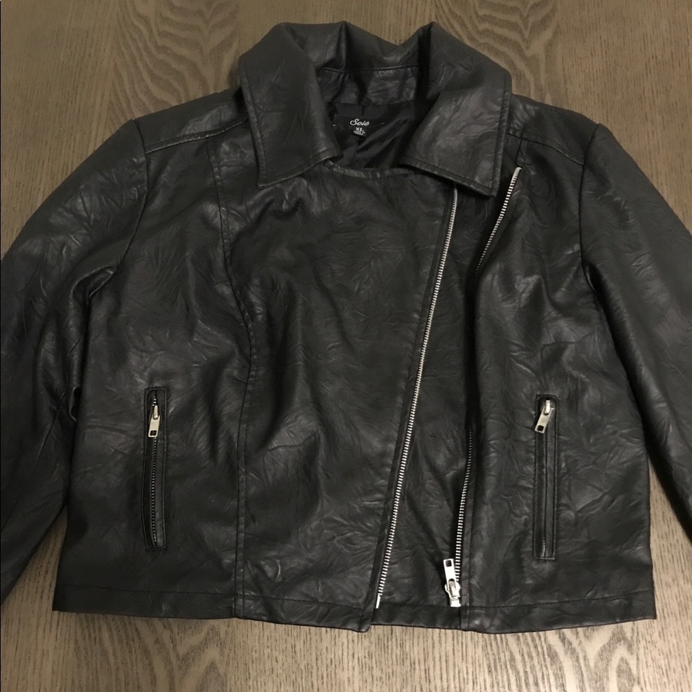 Asymmetrical Pleather Zip Jacket