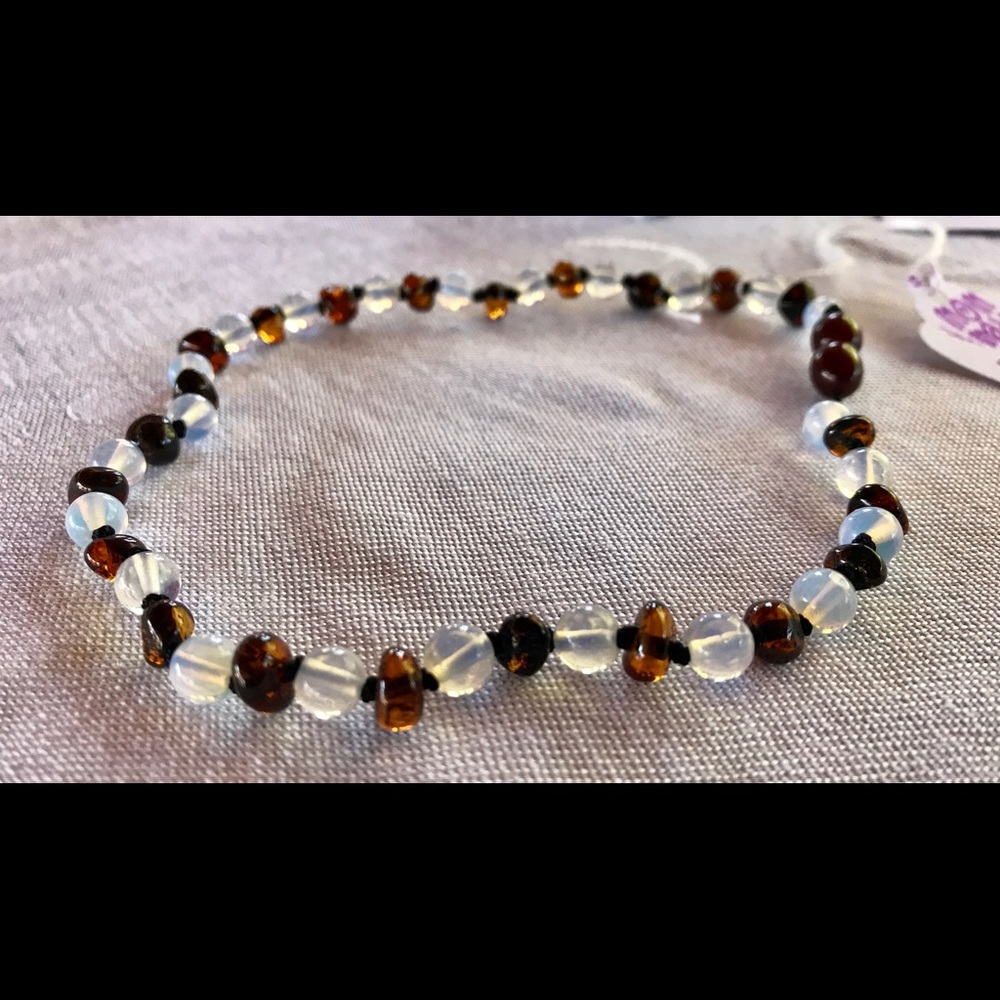 Genuine Baltic Amber Necklace w/Opal Teething
