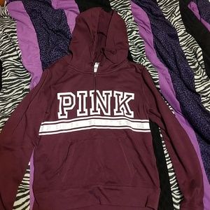 Maroon PINK quarter zip hoodie