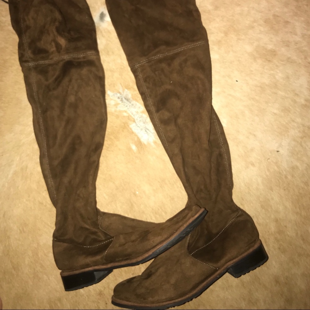 Brown thigh-high boots