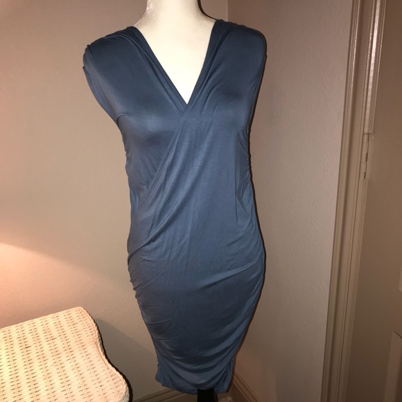 BOGO bundle for offer! Topin Dusty Blue Wrap Dress - Picture 3 of 7