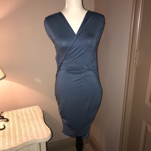 BOGO bundle for offer! Topin Dusty Blue Wrap Dress - Picture 4 of 7