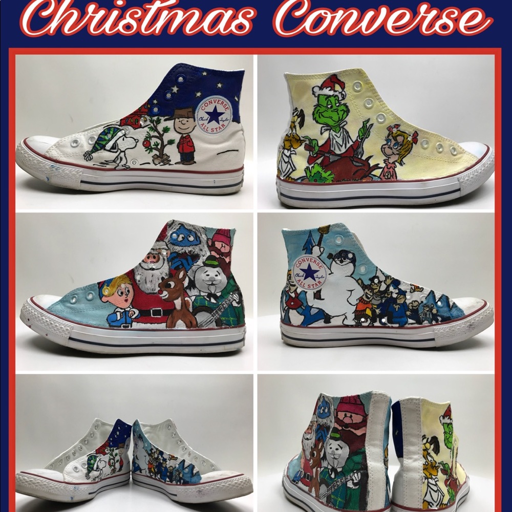 Holiday Christmas Hand Painted Shoes Converse