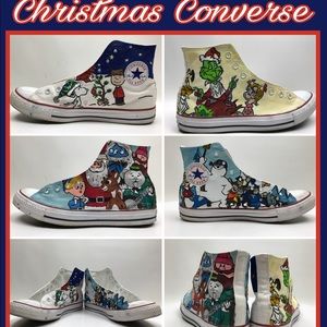 Holiday Christmas Hand Painted Shoes Converse