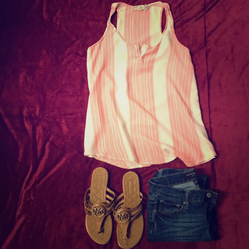 **PINK REPUBLIC** Red/White Striped Tunic Top