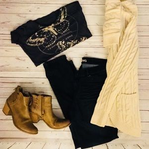 H&M L.O.G.G. T-Shirt GUC Navy Butterflies