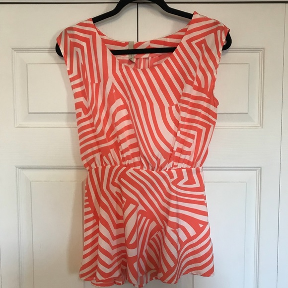 Coral stripe top - Picture 1 of 2