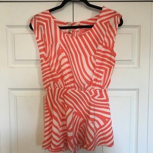 Coral stripe top