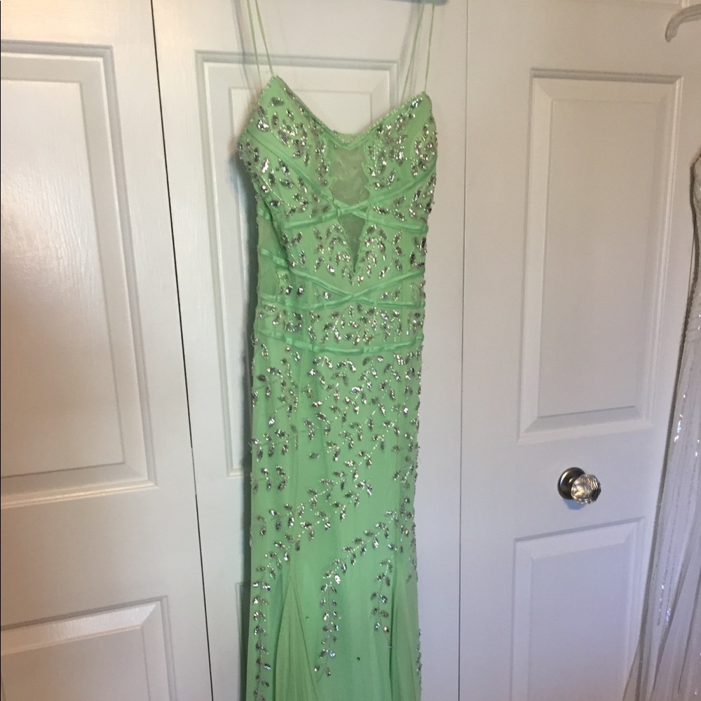Cache Sequin Green Prom Dress