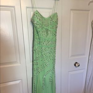 Cache Sequin Green Prom Dress