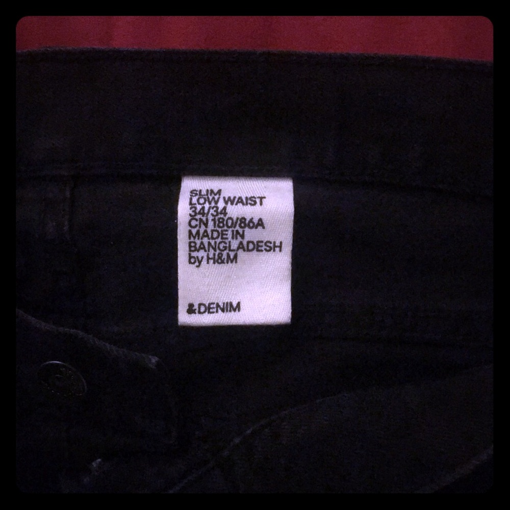 Men’s black jeans.