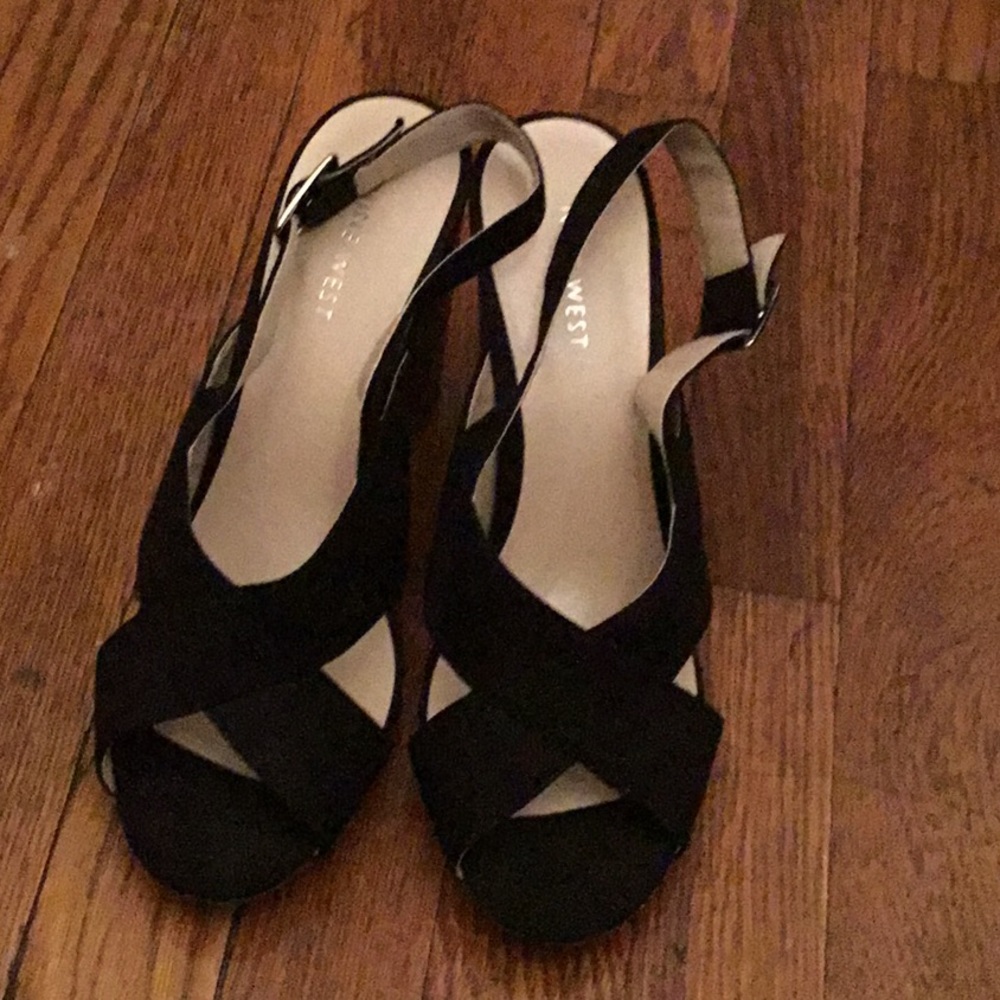 Nine West chunky heel black shoes