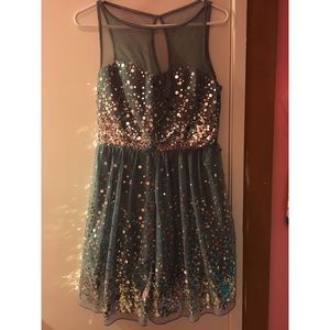 Silver Sequined Formal Dress