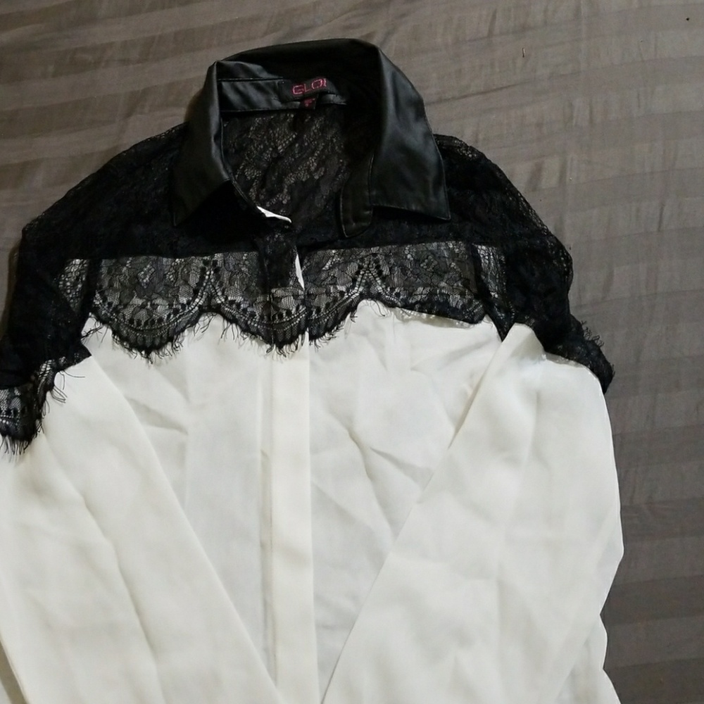 CLASSY LACE BUTTON UP SHIRT