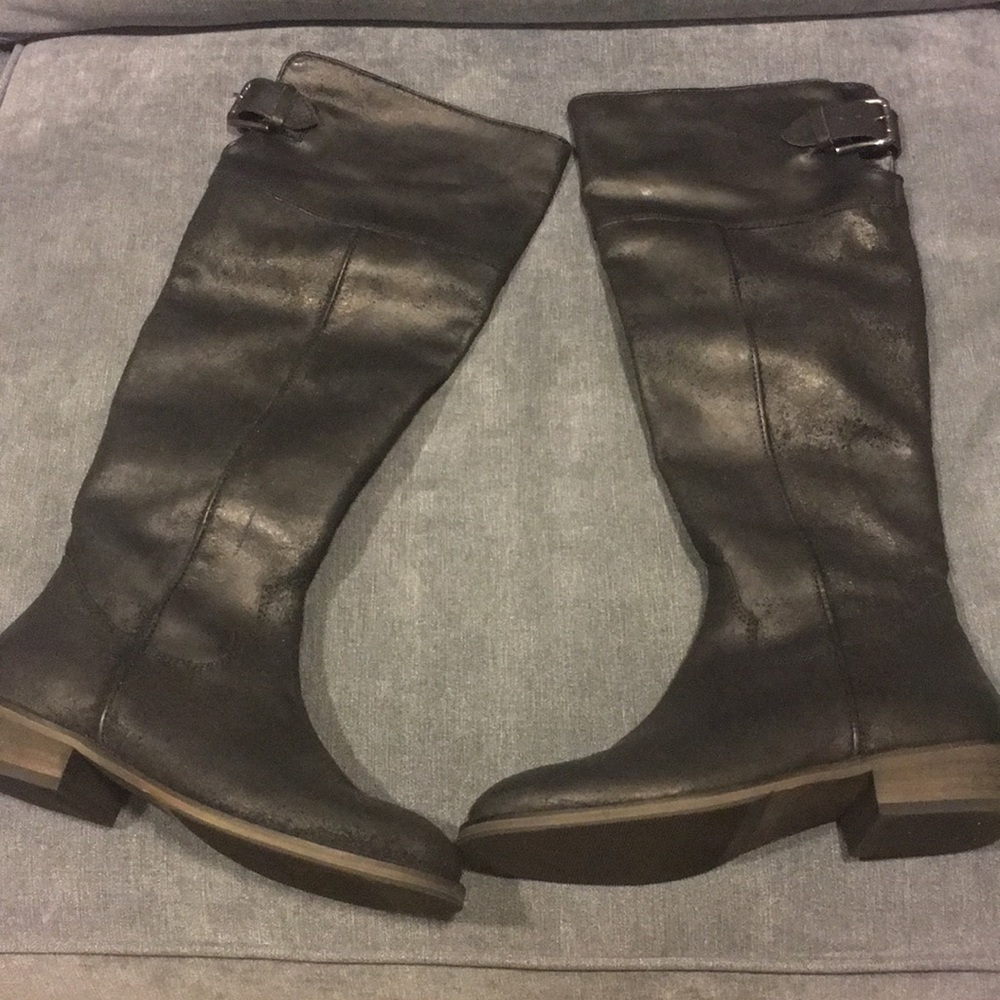 Nordstrom Brass Plum Distressed Zipper Tall Boots