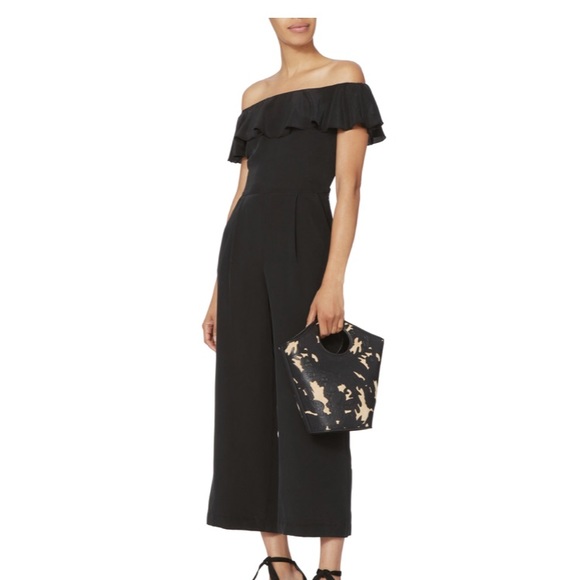 Intermix off the shoulder silk jumpsuit. - Picture 1 of 4