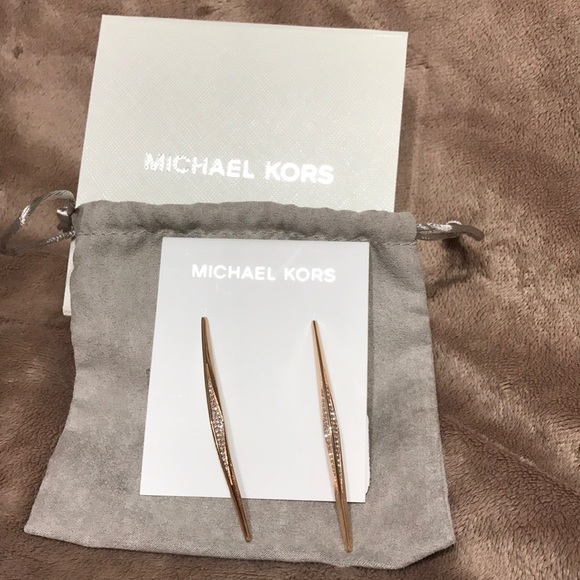 MK Rose-Gold Pave Stick Earrings - Picture 2 of 2