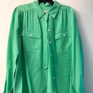 J. Crew Lime Green Silk Top Size: 4