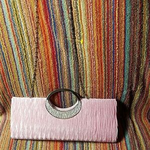 Pink satin evening clutch, new, never used