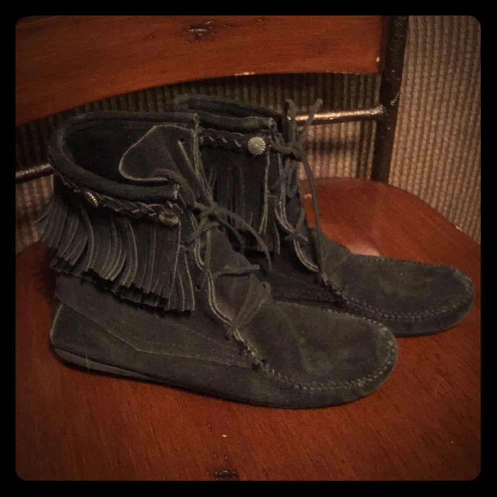 Black leather moccasins