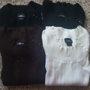 Four Ribbed Crew Neck Striped Sweaters