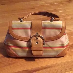 Coach Striped Pastel Pink Satchel
