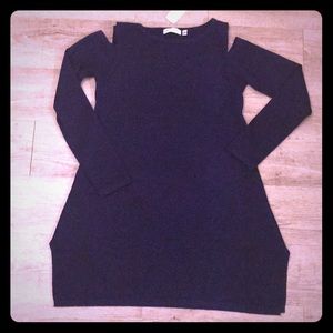 Neiman Marcus Cold Shoulder Sweater Dress