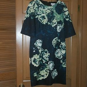 Floral kimono sleeve scuba dress