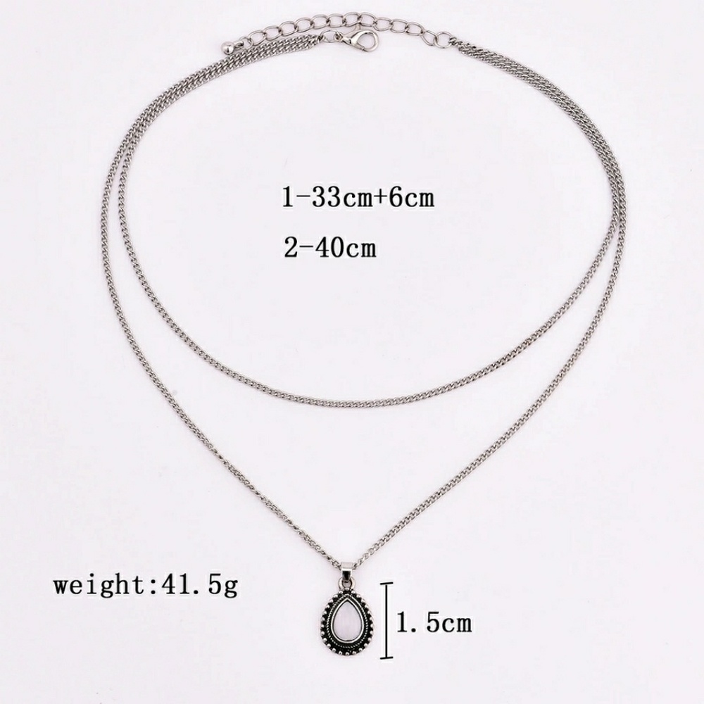 7/$35 Two Layer White Stone Pendant Necklace - Picture 7 of 7