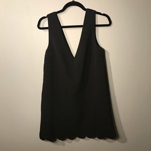 TOBI Scalloped V-Neck Black Dress