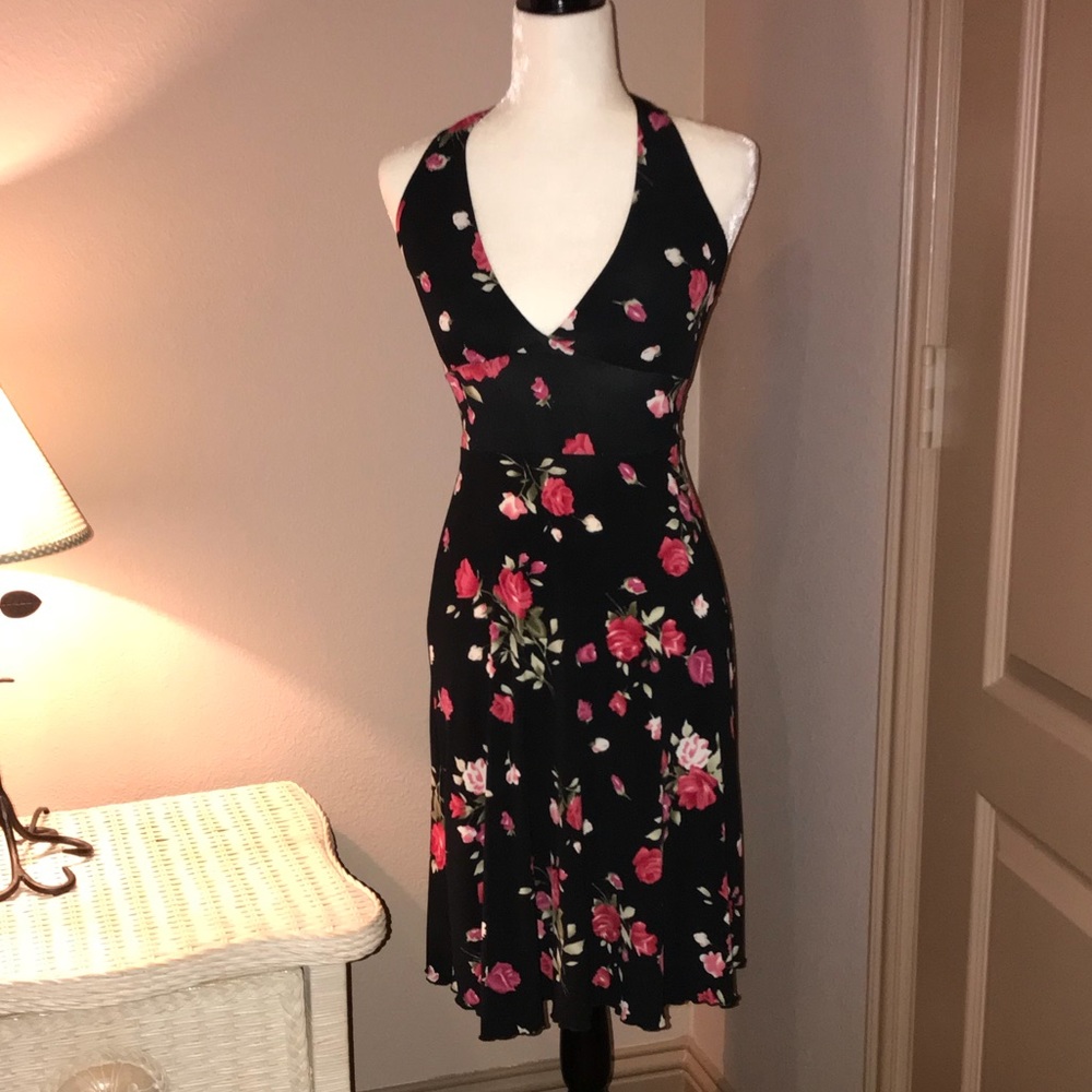 Bebe Floral Printed Halter Dress