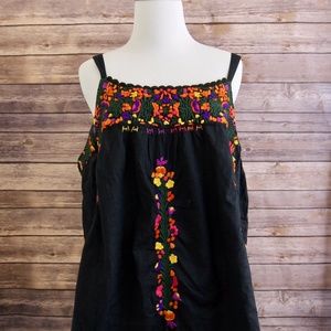 LUCKY BRAND ✨ Sleeveless Embroidered Peasant Top
