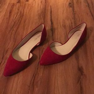 Nine West red suede pointed toe flats