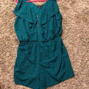 Teal and navy romper
